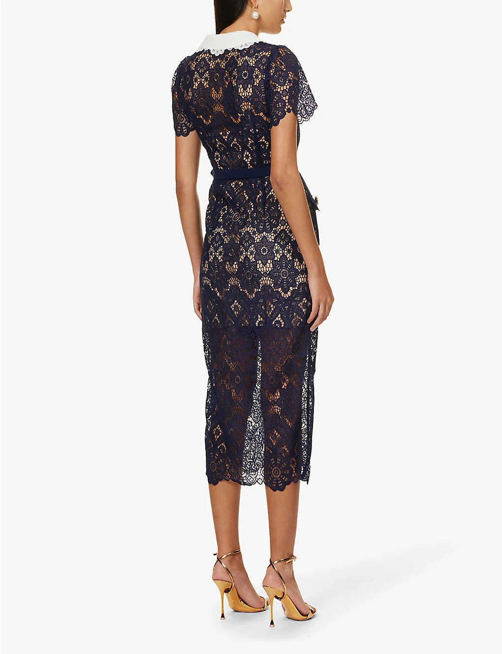 SELF PORTRAIT Guipure Collared Lace Midi Dress 6 SELF PORTRAIT Guipure Collared Lace Midi Dress - Image 4