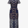 SELF PORTRAIT Guipure Collared Lace Midi Dress -Sweaty Betty Store R04195769 NAVYEXCL M