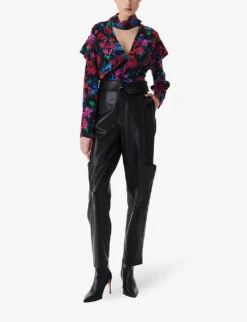 IRO Martina Floral-print Silk Blouse -Sweaty Betty Store R04196500 BLA72 ALT01