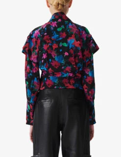 IRO Martina Floral-print Silk Blouse -Sweaty Betty Store R04196500 BLA72 ALT03
