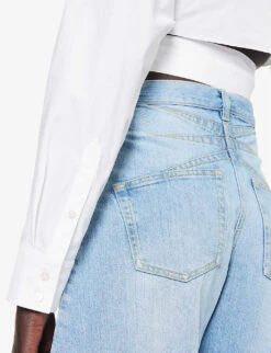 ALAIA Cross-over Cropped Cotton Shirt -Sweaty Betty Store R04196697 BLANC ALT04