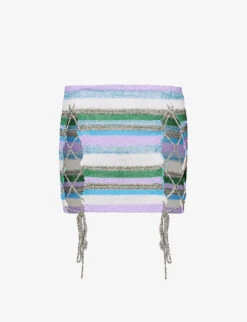 Jaded London Drift Striped Knitted Mini Skirt