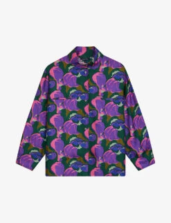Soeur Violon Graphic-print High-neck Silk Shirt