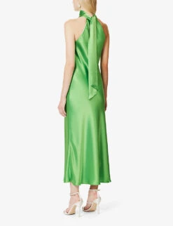 Sienna Halterneck Satin Midi Dress 10 Sienna Halterneck Satin Midi Dress -Sweaty Betty Store R04203280 PARISGREEN ALT03