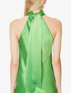 Sienna Halterneck Satin Midi Dress 11 Sienna Halterneck Satin Midi Dress -Sweaty Betty Store R04203280 PARISGREEN ALT04