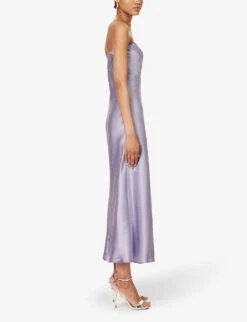 Joana Strapless Silk Midi Dress 9 Joana Strapless Silk Midi Dress -Sweaty Betty Store R04203303 AURA ALT02