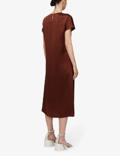 Joseph Dauphine Belted Silk Midi Dress -Sweaty Betty Store R04203750 MAHOGANY ALT03