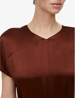 Joseph Dauphine Belted Silk Midi Dress -Sweaty Betty Store R04203750 MAHOGANY ALT04