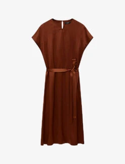 Joseph Dauphine Belted Silk Midi Dress